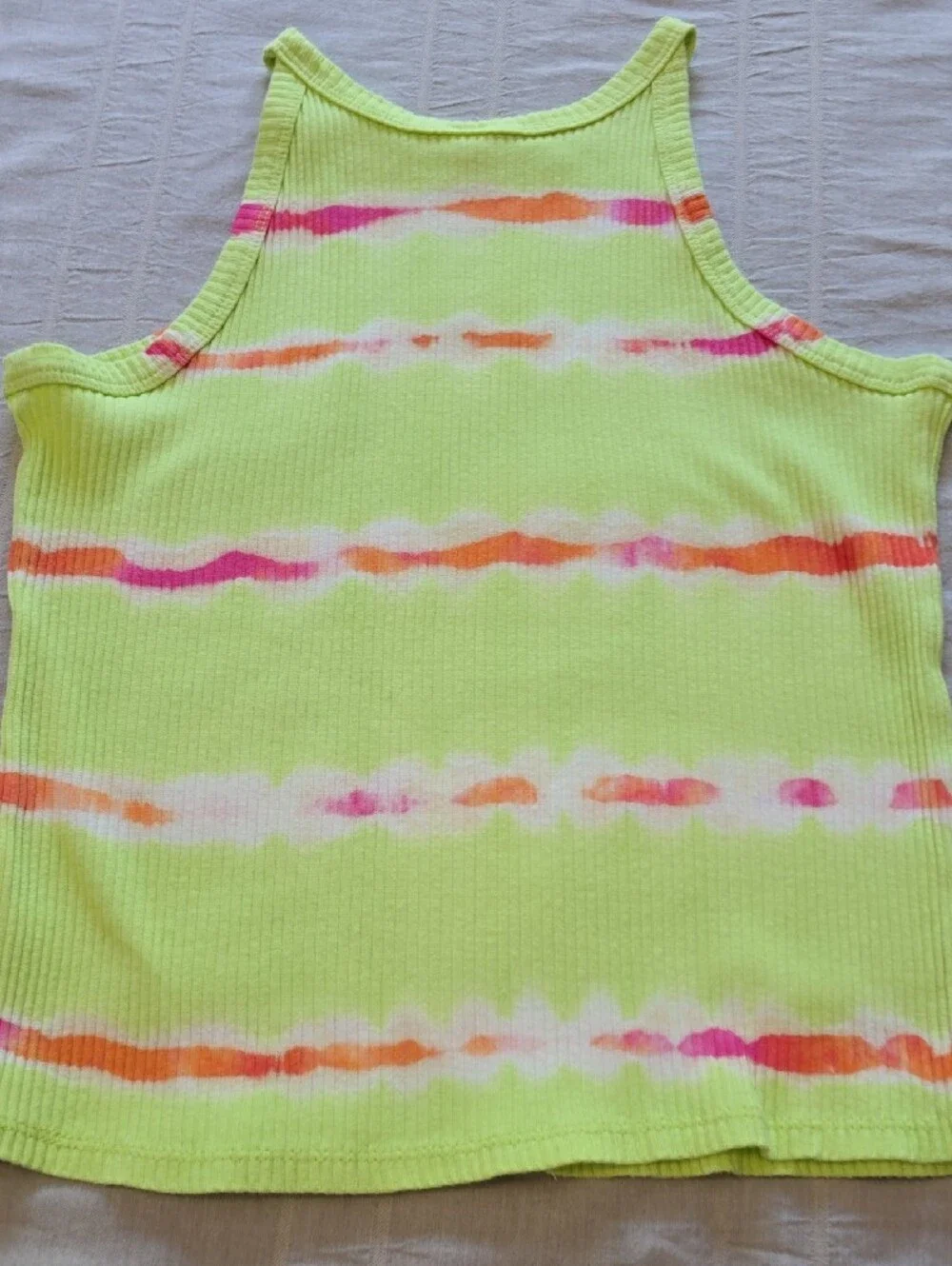 Justice Neon Citrus Yellow Tie-Dye Tank Top Girls Size M (10)